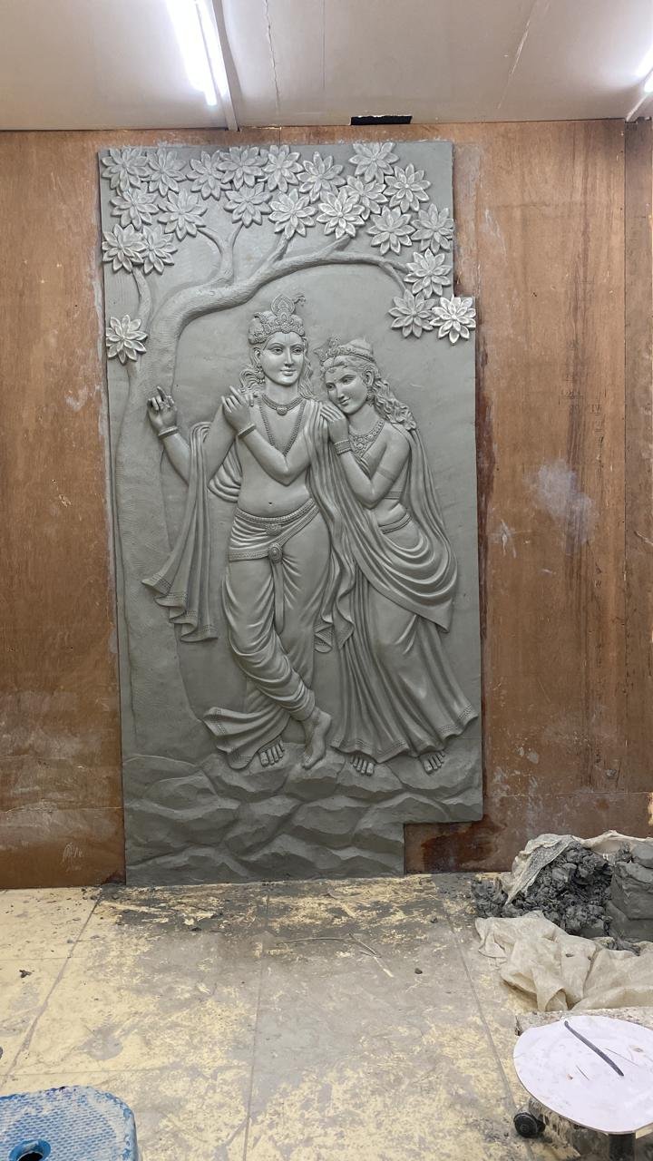 Radha Krishna Clay Relief